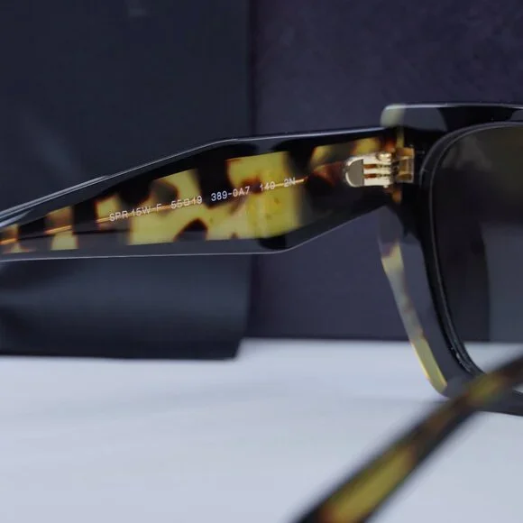Prada PR15WSF 3890A7 Square Sunglasses Black & Havana/Grey  display picture 3